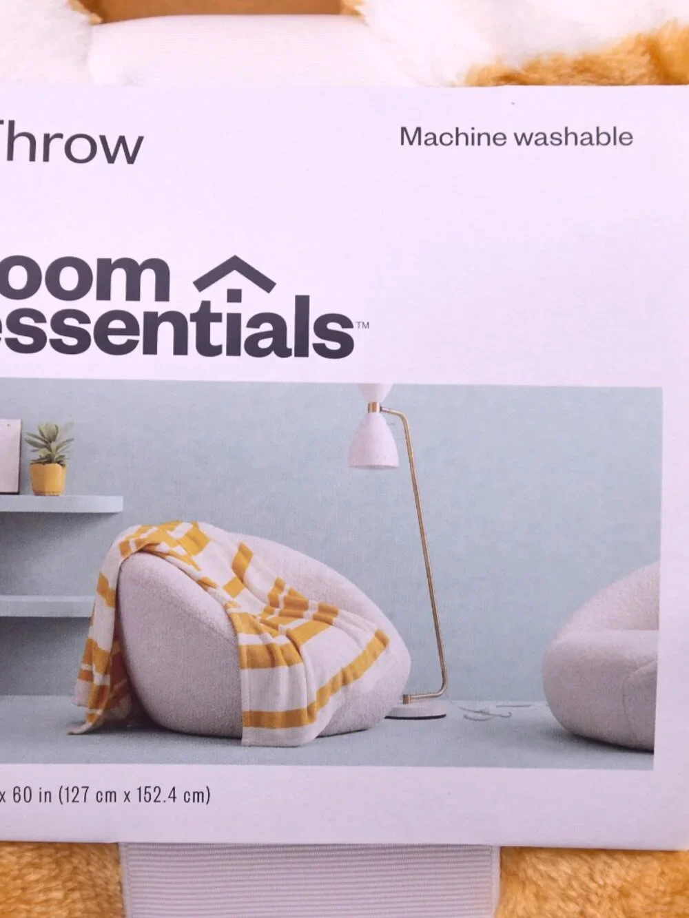 Room Essentials Throw Blanket Yellow White Stripe 50x60 Plush Soft